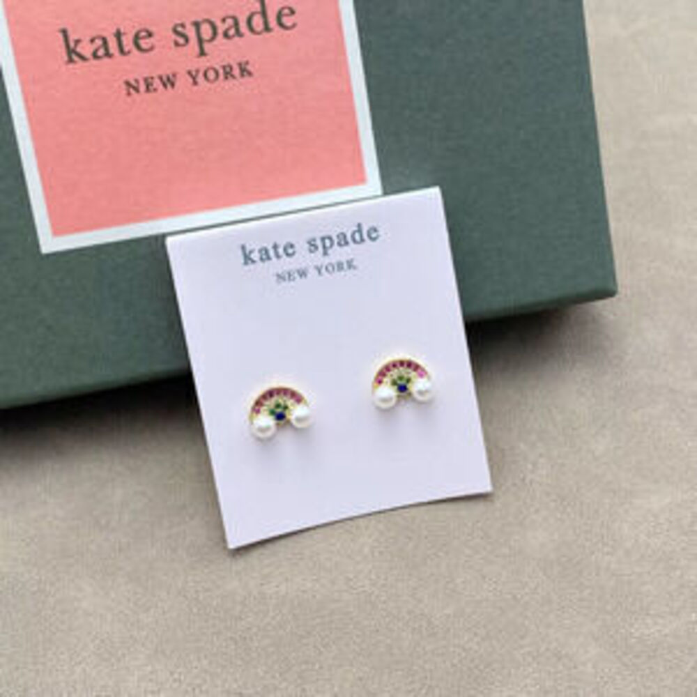 kate spade Pearl Diamond Encrusted Rainbow Metal Earrings
